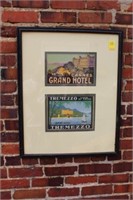 2pc Framed Advertising French Hotels 28" x 24"