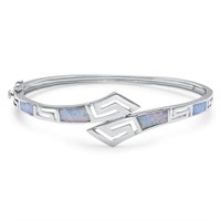 925 Silver White Opal Creation Greek Key Bracelet