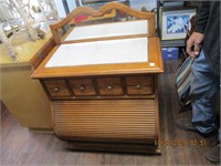 Oak Rolled Bottom Marble Top 1 Drawer Chest