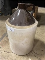 5 Gallon Stoneware a brown White Crock.
