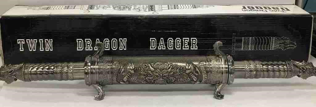 Decorative Fantasy Twin Dragon Dagger In Orig Box