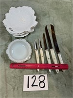 Pearl Handled Knives & Dish Lot