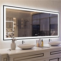 ISKM Large Framed Led Lighted Mirror 72x36in