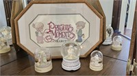 Vintage Cross Stitch Tray, Musical  Snow Globe +