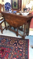 Antique Oak Gateleg Table w/ Barlycorn Twist Legs