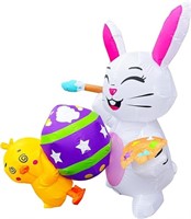 4 FT Inflatable Easter Bunny with Egg Decoration L
