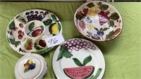 Vintage chip/vegetable dip set -Hand painted in