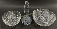 (2) Crystal Bowls & (1) Crystal Statue