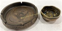 Pottery Bowl & Large Ashtray