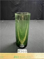 Seeded Green Glass Vase