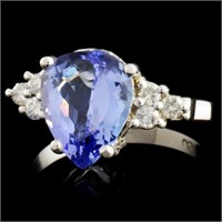 14K Gold Tanzanite & Diam Ring: 3.27ct & 0.22ctw