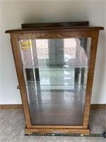 Lighted Oak Display Case with Key 42.5X27inX15in