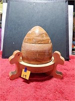 Wood Egg Trinket Box w/ Holder