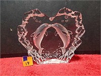Glass Heart w/ Dolphin Etching