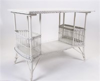 Vintage White Wicker Occasional Table, Wakefield