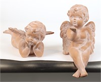 Pair of Vintage Terracotta Angel Cherubs