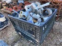 CRATE OF PVC FITTINGS, SKIMMER HEAR, PIPE ACCESSOR