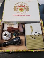 Cigar box with stamp items