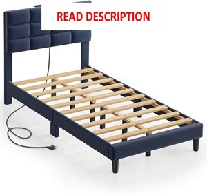 Twin Bed Frame w/ Charging Station  Blue