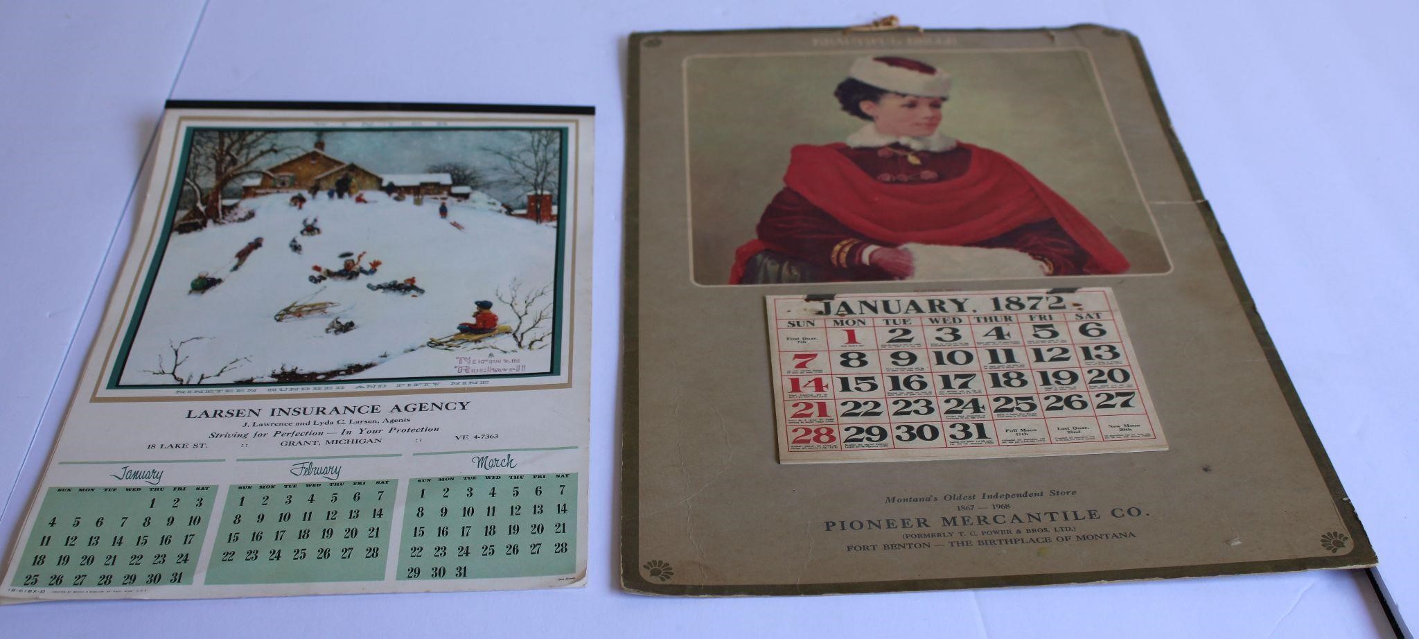 Antique 1872 & 1959 Calendars