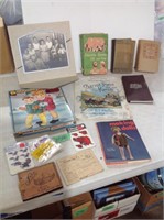 Vintage magazines and books, war ration book