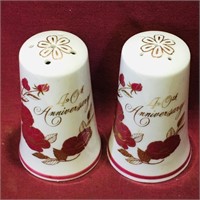 Ceramic 40th Anniversary Salt & Pepper Shakers