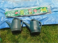 LANDSCAPE FABRIC, WATERING CANS & 9' X 7' TARP