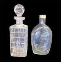 Crystal Decanter W/Vintage Whiskey Bottle