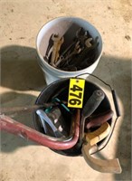 (2) Buckets of hand tools, wrenches & more