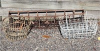 Vintage Planters & Wire Basket