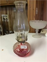 Another swirl glass kerosene lamp