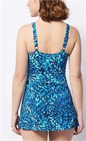 Denim & Co V-Neck Wrap Swim Dress; Size - Reg 14