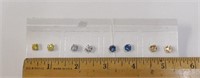 4 Pair Round Gemstone Sterling Silver Earrings NEW