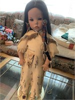 24 INCH PORCELAIN INDIAN GIRL DOLL