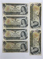 1973 Bank of Canada One Dollar Bill (6qty)