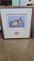 Signed framed William c Morris duck print with