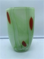 Vintage hand blown green and orange art