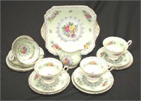 Shelley "Green crotchet" part tea set