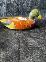 WOODEN DUCK 9" LONG DAMAGE ON HEAD