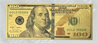 24k Gold Plated Foil $100 Novelty Bill