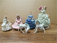 (6) Irish Dresden Figurines