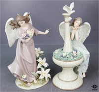 Glazed Porcelain Angel Figurines / 2 pc