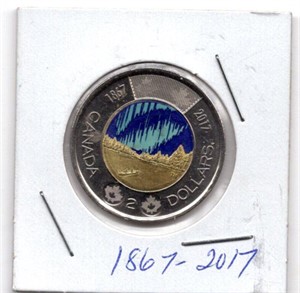 2017 Canada $2 Northern Lights Toonie