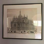 FRAMED CATHEDRAL LITHOGRAPH "MILAN"