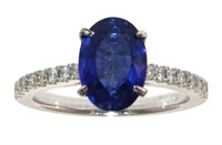 14kt Gold 3.23 GIA Sapphire & Diamond Ring