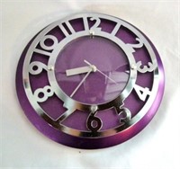 Purple Metal Ergo Battery Operated Wall Clock
