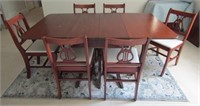 Solid Wood Drop Leaf Dining Table w/ 6 Chairs