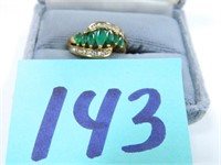 10kt Yellow Gold, 3.9gr. Marquis Emerald Style &