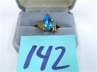 10kt Yellow Gold, 5.7gr. Blue Topaz Style and