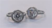 Set of Two Sterling Silver & CZ Rings